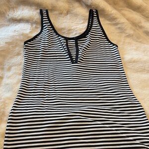 Torrid Black and White Striped Tank Top
